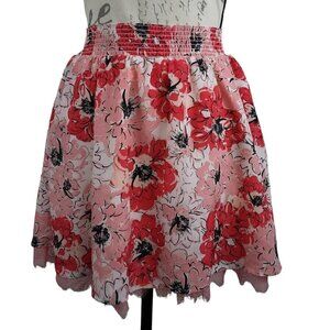 Candie"s | Floral Elastic Waist Skirt Red Pink Lace | Size XL (16)
